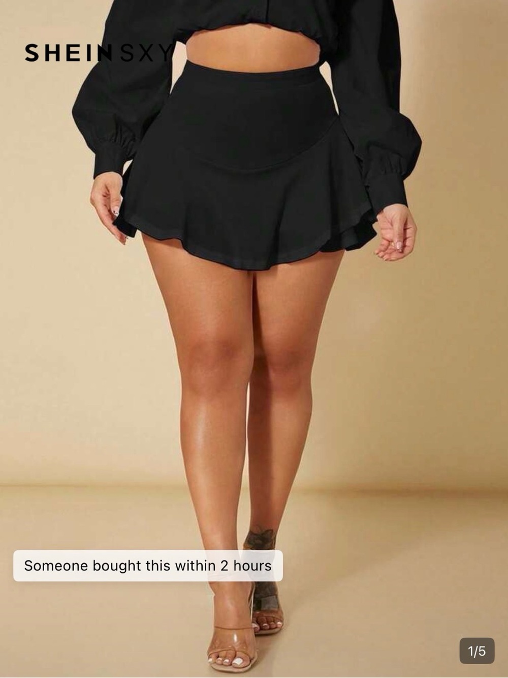 SHEIN Black High-Waist Ruffle Skort
